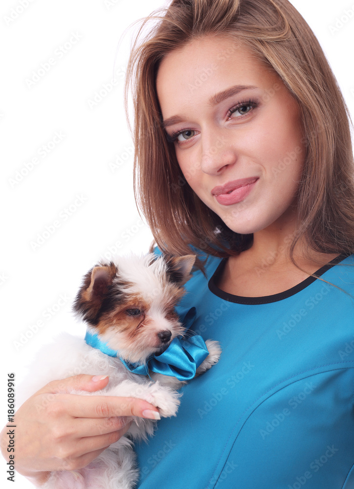 Girl and puppy