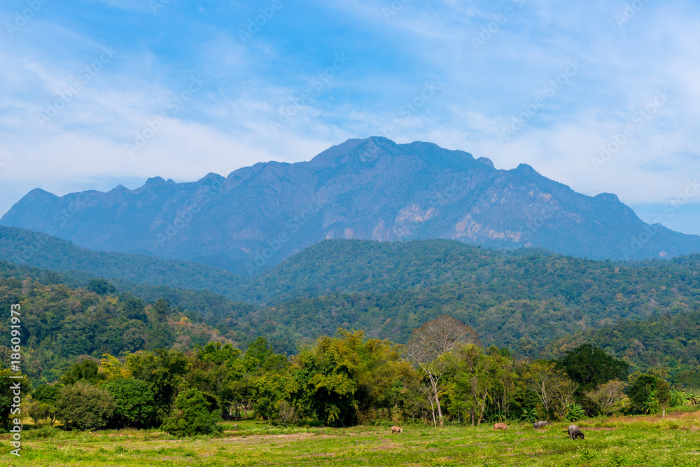 Beautiful Doi Luang Chiang Dao Mountain in Chiang Mai province Thailand. The second highest mountain in Northern Thailand