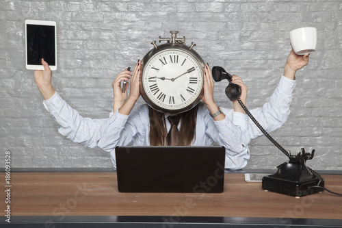 Time is business, multitasking business woman