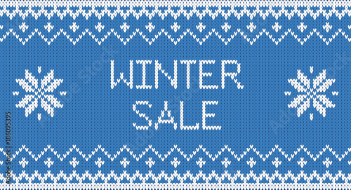 Winter sale wool knitted sweater background vector illustration, Christmas and holiday sale promotion template