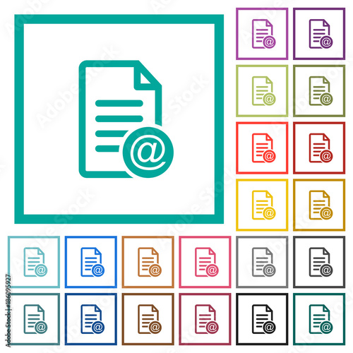 Send document as email flat color icons with quadrant frames