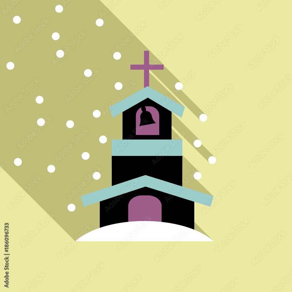 Church Icon Vector Isolated on snow backgraund