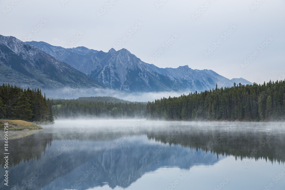 Johnson lake in Banff National Park, Alberta, Canada