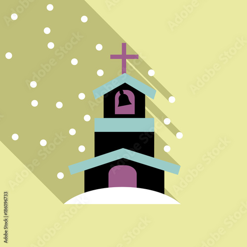 Church Icon Vector Isolated on snow backgraund photo