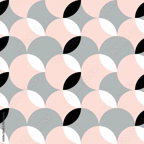 Tapety Mozaika kół, półkoli i elementów wachlarzowych. Geometryczny wektor wzór.