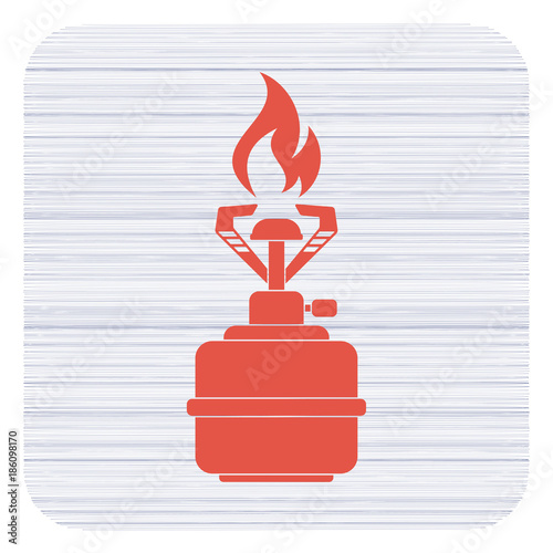red camping stove with flame on white background clip art preview
