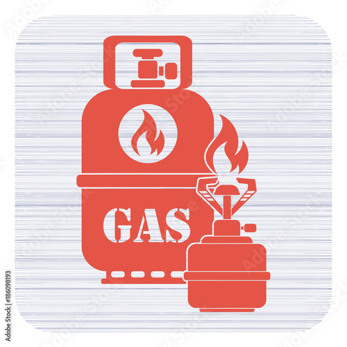 Camping stove with gas bottle icon