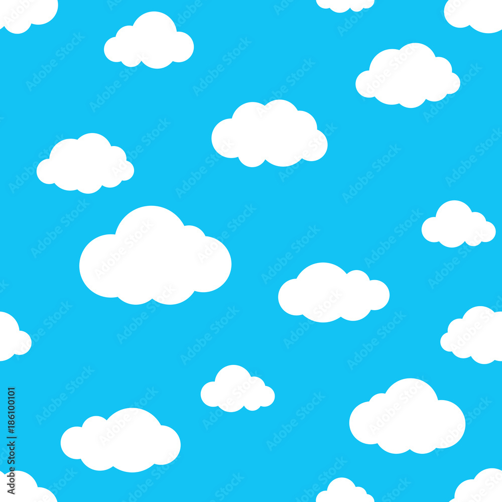 sky Cloud seamless pattern vector isolated wallpaper background blue