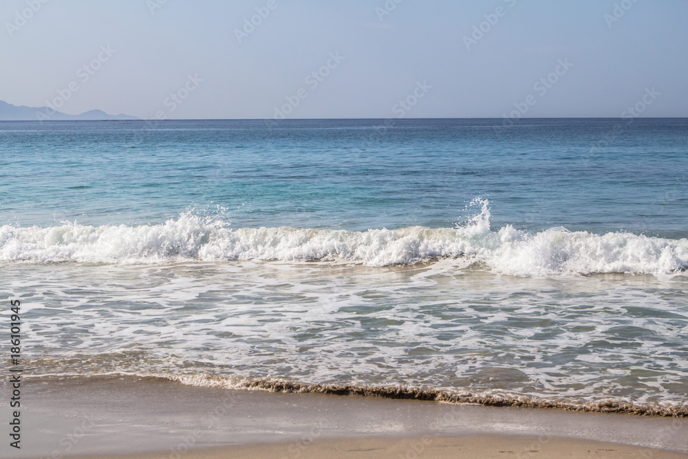 White sand beach and blue sky