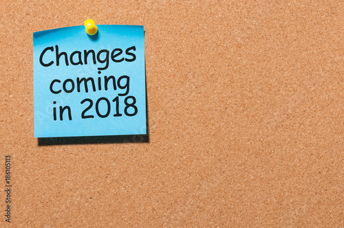 A note Changes coming in 2018. With empty space for text, mockup photo