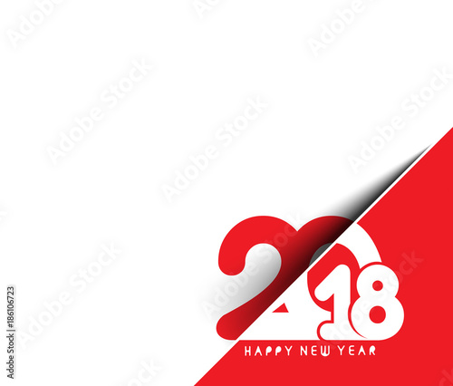 Happy new year 2018 Text Design Vector illustration © Redshinestudio
