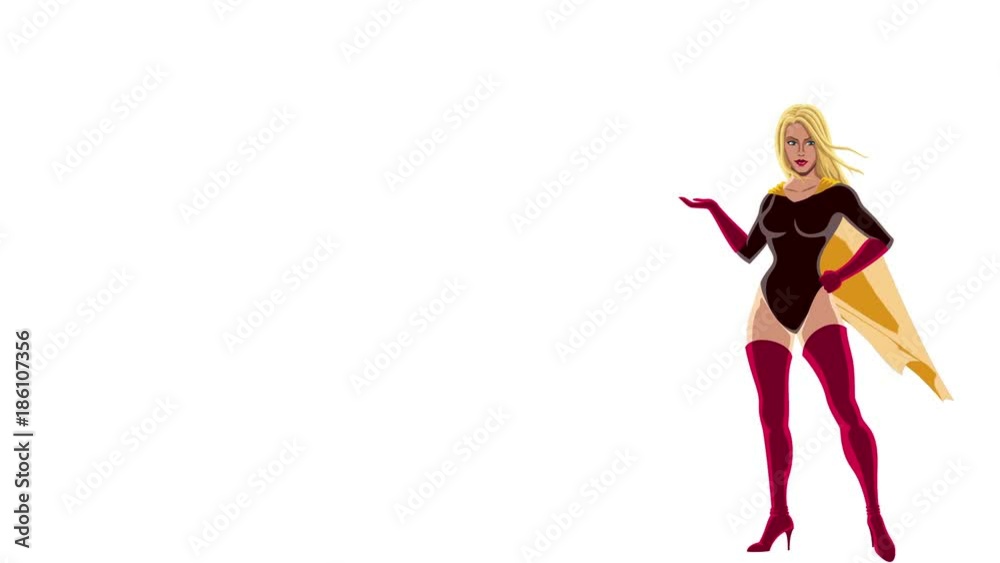 Superheroine Presenting on White Superheroine Presenting on White