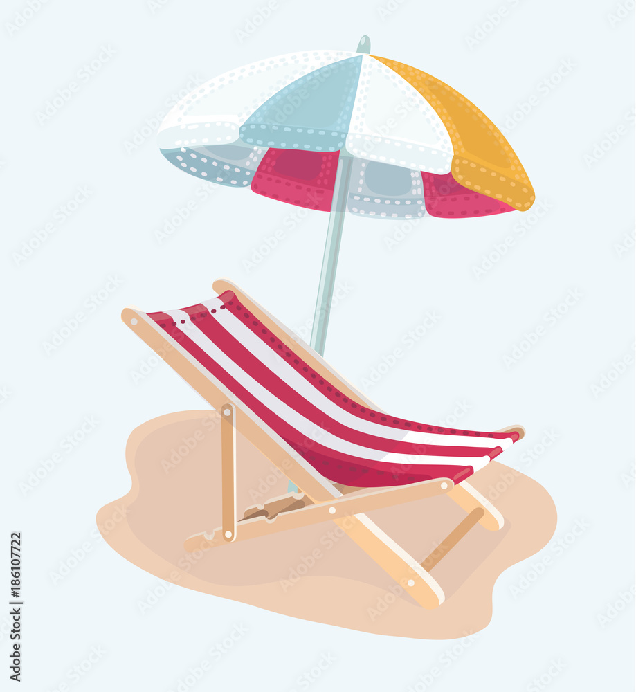Fototapeta Wektor krzesło i parasol plażowy