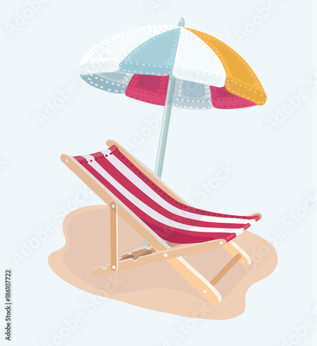 Fototapeta Wektor krzesło i parasol plażowy