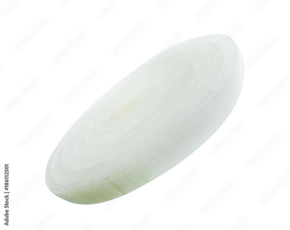 Sliced fresh onion on white background