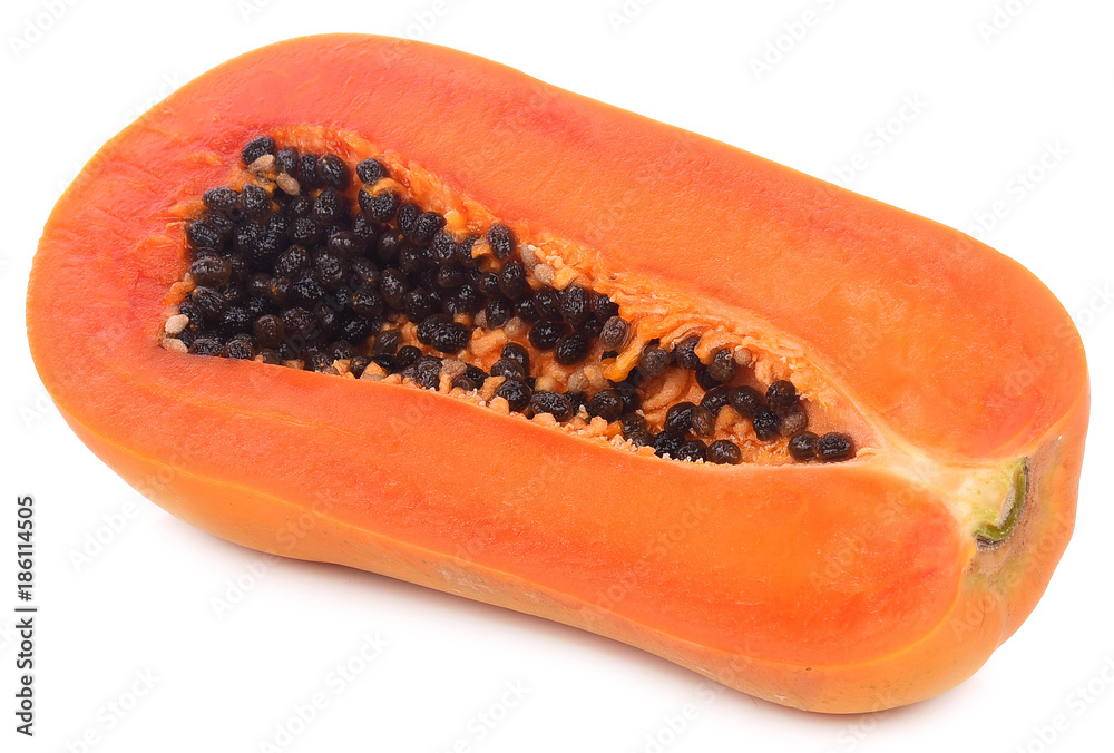 Half cut papaya fruits isolated on white background Half cut papaya fruits isolated on white background