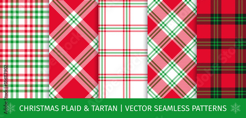 Set of christmas plaid and tartan seamless patterns. Vector backgrounds