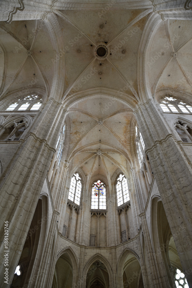 Nef gothique de l'abbaye Saint-Germain à Auxerre en Bourgogne, France