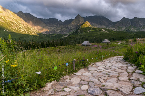 A beautiful mountain trail in the Gasienicowa valley. Tatra Mountains. Poland