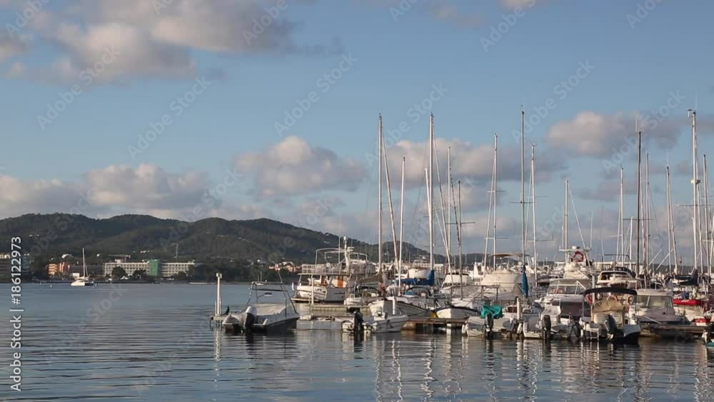 Yachts in Harbor in Sant Antonio, Ibiza, Spain Yachts in Harbor in Sant Antonio, Ibiza, Spain