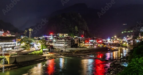 taipei Wulai Street night stream timelapse in taiwan 