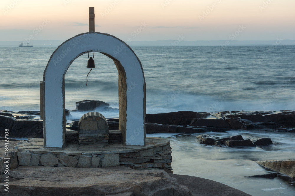 Fototapeta premium Iconostasis St. Peter and St. Nicholas at coastline of village of Chernomorets, Burgas Region, Bulgaria