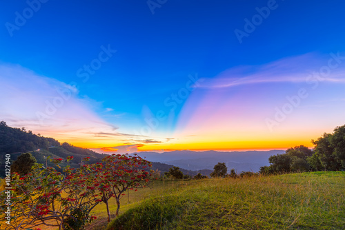 beautiful Sunset and View Point at Chiangrai Thailand    