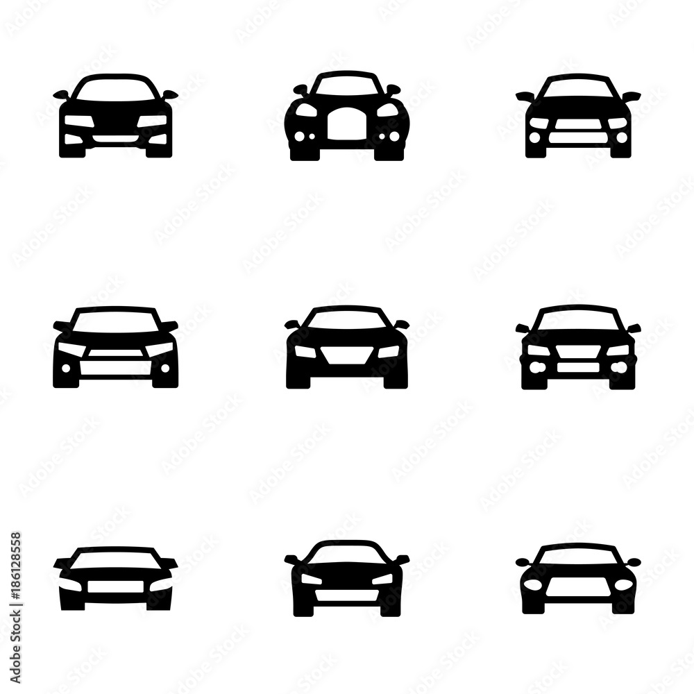 Set of black icons isolated on white background, on theme Car Set of black icons isolated on white background, on theme Car