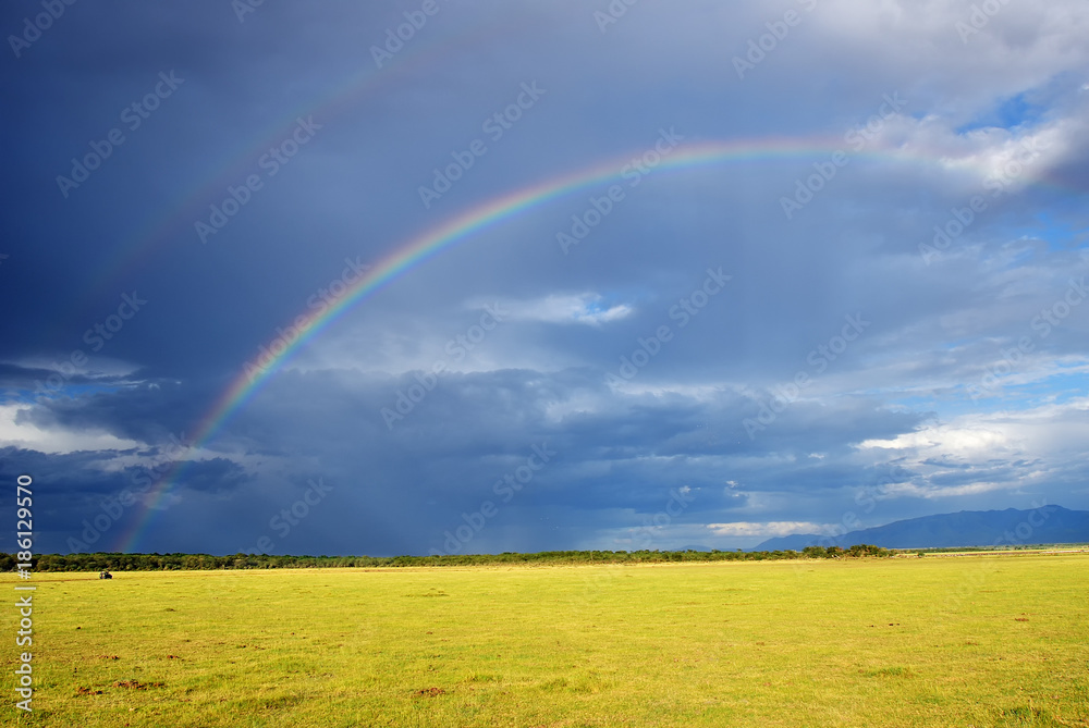 Naklejka premium Double rainbow, Tanzania