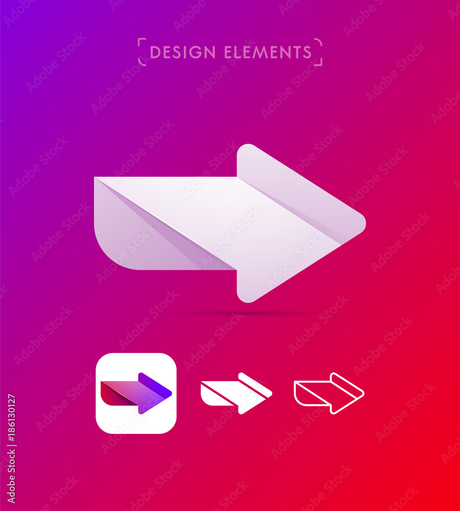 Vector abstract arrow icons. Material design, flat, line art style. Logo, application icon, map direction signs bundle Vector abstract arrow icons. Material design, flat, line art style. Logo, application icon, map direction signs bundle