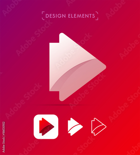 Vector abstract arrow icons. Material design  flat  line art style. Logo  application icon  map direction signs bundle