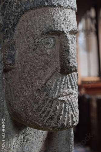 Norman Font St Nonna's Church Altarnun Bodmin Moor photo