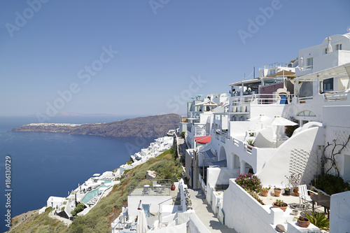 Typical white houses in Santorini island, Greece