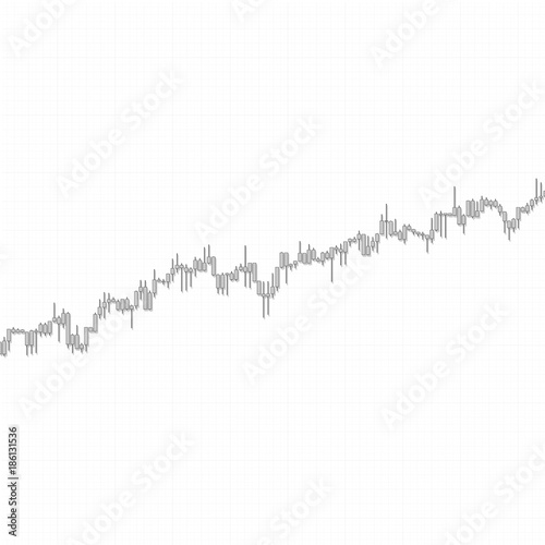 Market chart uptrend with checkered texture on white background. 3D illustration