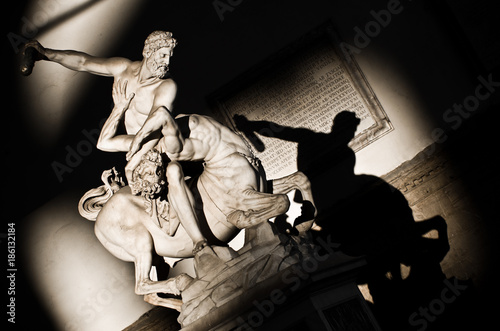 Canvastavla Hercules fighting with centaur Nessus