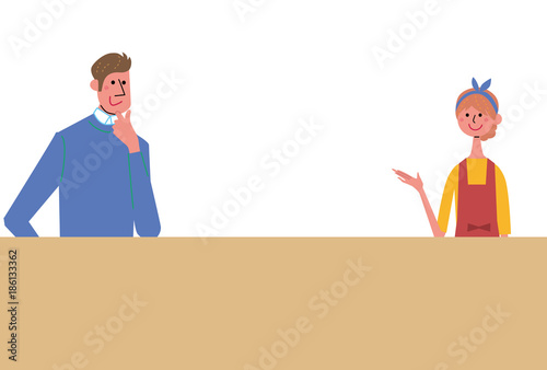 話し合いをする　男女　イラスト