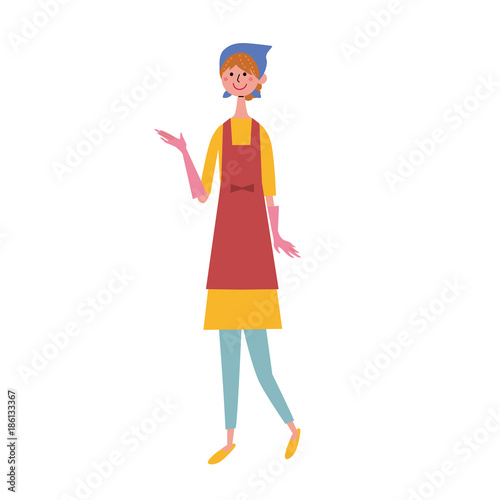 エプロン姿　イラスト　女性
