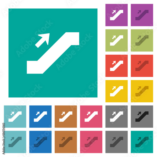 Escalator up sign square flat multi colored icons