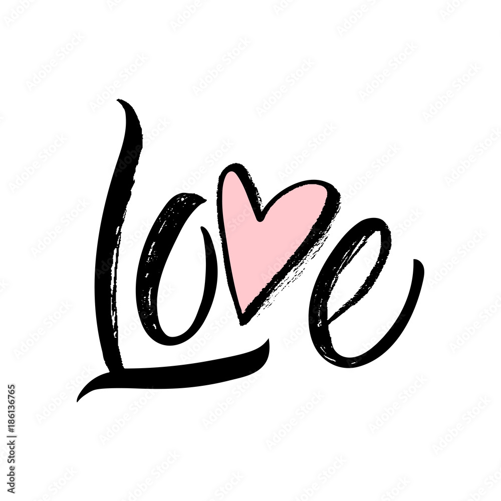 Love - modern brush calligraphy phrase made with ink. Isolated on white background. Love - modern brush calligraphy phrase made with ink. Isolated on white background.