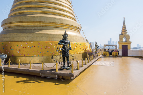 Golden mountain (phu khao thong), an ancient pagoda at Wat Saket temple in Bangkok, Thailand.
