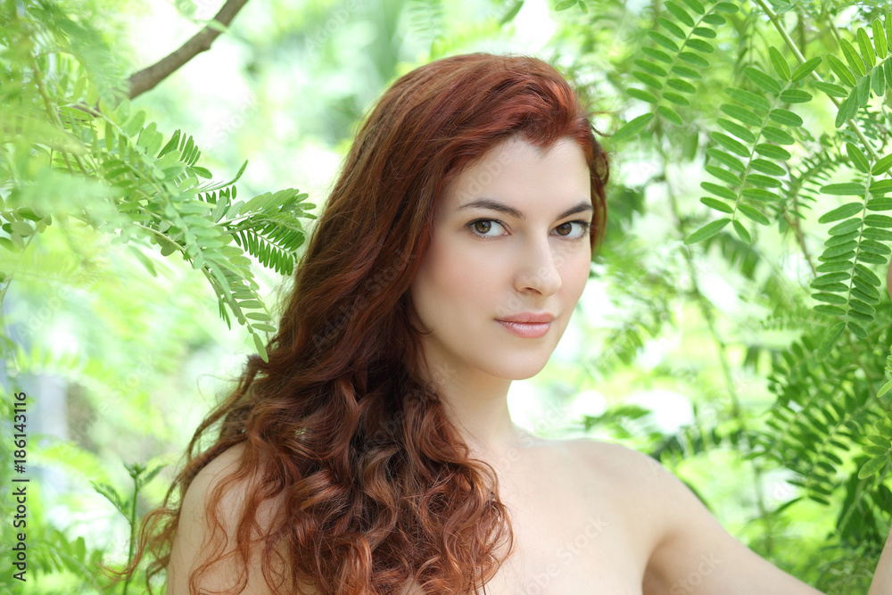 Beautiful Woman with green leaves Beautiful Woman with green leaves