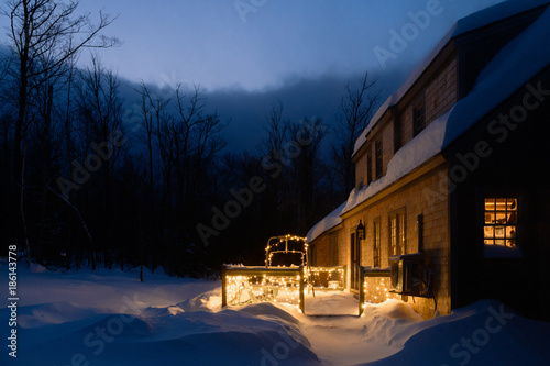 Cabin On A Snowy Night