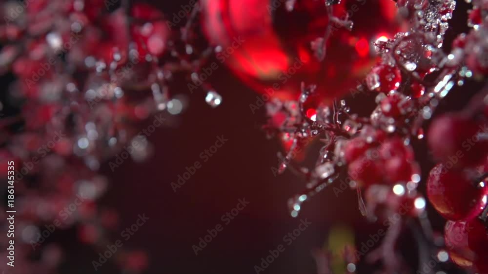 Christmas and New Year red decoration. Abstract blinking holiday background. Slow motion 4K UHD video footage. 3840X2160