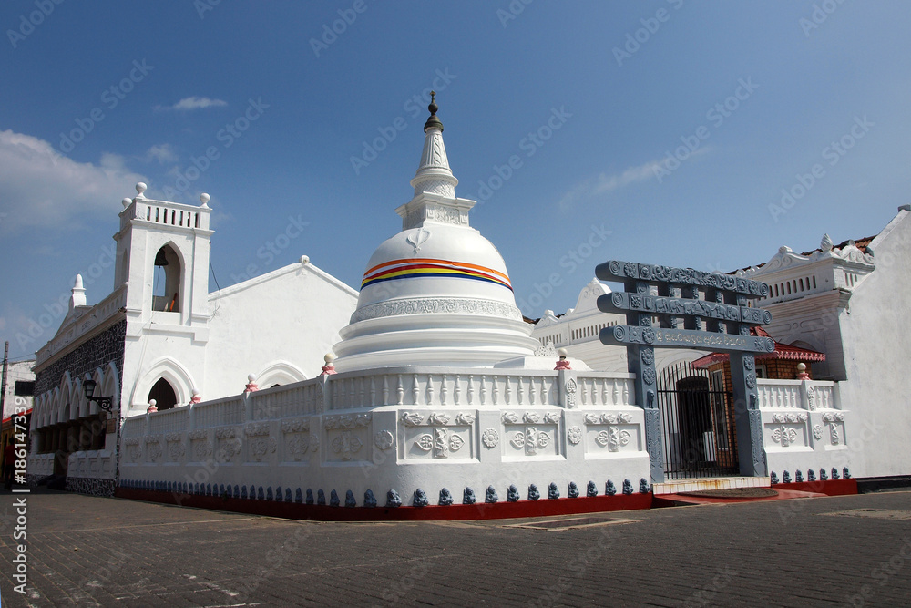 buddhist temple in galle city , sri lanka