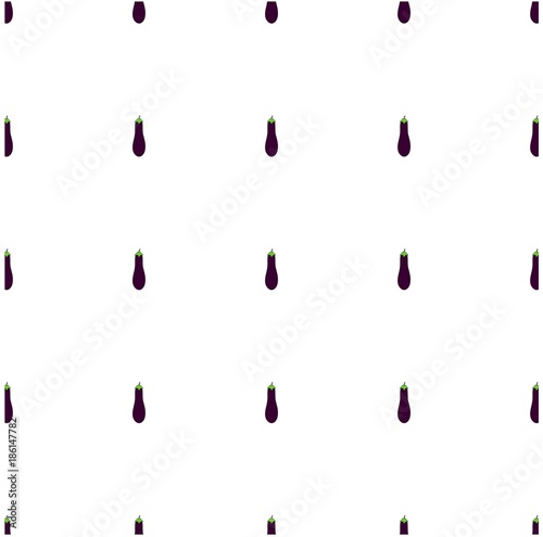 Seamless background flat design purple eggplant, green on white stock vector illustration