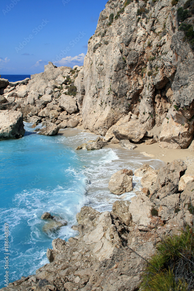 Blue waters of Kathisma beach , Lefkada, Ionian Islands, Greece