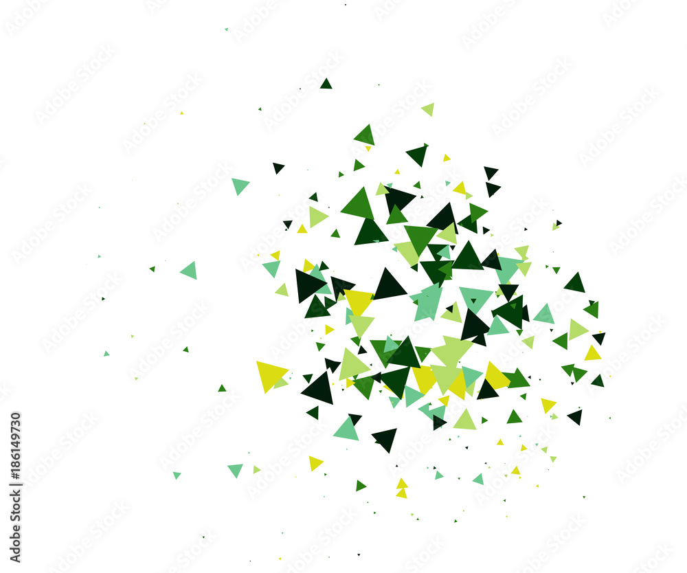 Fototapeta premium Cool Explosion, Broken Glass, Vector Moving Grunge Blast. Dirty Shatter Concept, Falling Triangle Fragments. Futuristic Green Shatter Particles Isolated. Mud, Burst, Boom, Bang Textured Background
