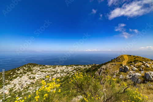 Italy. Capri Island. Anacapri town seen from Monte Solaro