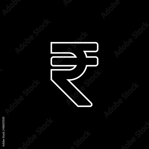Black Indian rupee sign vector icon
