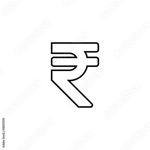 Black Indian rupee sign vector icon